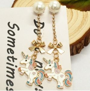 NWOT Pearl Unicorn Drop Earrings